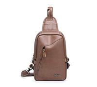 FANDARE Nuevo Bolsa de Pecho Bolsos Cruzados Hombre Bolsa Deportiva de Hombro Bandoleras Cruzada con USB Bolsa de Mochila PU Sling Bag para Negocio Ciclismo Viaje Impermeable Marrón
