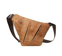 FANDARE Nuevo Bolsa de Pecho Cuero Segmentario Bolsos Cruzados Hombre Bolsa Deportiva de Hombro Bandoleras Cruzada Bolsa de Mochila Sling Crossbody Bag para Negocio Ciclismo Viaje Marrón Claro