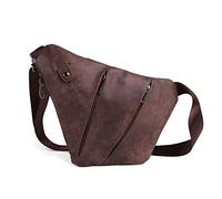FANDARE Nuevo Bolsa de Pecho Cuero Segmentario Bolsos Cruzados Hombre Bolsa Deportiva de Hombro Bandoleras Cruzada Bolsa de Mochila Sling Crossbody Bag para Negocio Ciclismo Viaje Marron Oscuro