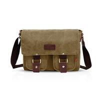 FANDARE Nuevo Bolsa Mensajero Messenger Bag Crossbody Bolso Bandolera Shoulder Bag 14 Pulgadas Portátil Estudiante Viaje Trabajo Escuela Las Mujeres Hombre Bolso Lona Marrón