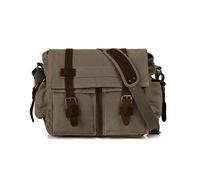 FANDARE Nuevo Bolso de Bandolera Lona Bolsa Mensajero Bolso de Hombro Bolsos Cruzados para 14 Pulgadas Laptop Maletín Hombre Mujer Crossbody Bag para Conmutar Trabajo Viaje Profesor Verde Ejército