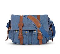 FANDARE Nuevo Bolso de Bandolera Lona Bolsa Mensajero Bolso de Hombro Bolsos Cruzados para 14 Pulgadas Laptop Maletín Hombre Mujer Crossbody Bag para Conmutar Trabajo Viaje Profesor Azul Marino