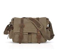 FANDARE Nuevo Bolso de Bandolera Lona Bolsa Mensajero Bolso de Hombro Bolsos Cruzados para 14 Pulgadas Laptop Maletín Hombre Mujer Crossbody Bag para Conmutar Trabajo Viaje Profesor Light Marrón