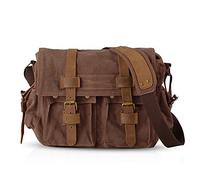 FANDARE Nuevo Bolso de Bandolera Lona Bolsa Mensajero Bolso de Hombro Bolsos Cruzados para 14 Pulgadas Laptop Maletín Hombre Mujer Crossbody Bag para Conmutar Trabajo Viaje Escuela Profesor Marrón