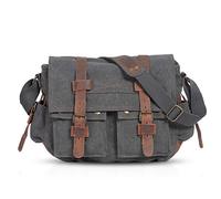 FANDARE Nuevo Bolso de Bandolera Lona Bolsa Mensajero Bolso de Hombro Bolsos Cruzados para 14 Pulgadas Laptop Maletín Hombre Mujer Crossbody Bag para Conmutar Trabajo Viaje Escuela Profesor Gris