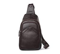 FANDARE Pechera para Hombre de Cuero Genuino, Bolso Pechero Multibolsillos con Correa Ajustable Estilo Minimalista para Uso Diario Viaje y Trabajo Marrón