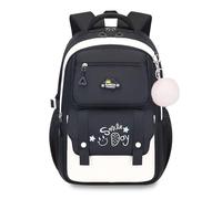 FANDARE Princess Mochila Niño Mochilas Infantiles Mochila Escolar con Tiras Reflectantes Adolescentes De Vuelta a la Escuela Mochila Mochila Instituto para Niñas Instituto Mochilas Tipo Casual Negro