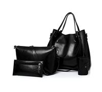 FANDARE Retro Bandolera de Cubo 4pcs Set Bolsos Totes para Mujer Impermeable Shoppers y Bolsos de Hombro Bolsos PU Cuero Bandolera para Viajes Compras Trabajo Citas