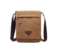 FANDARE Retro Bandoleras Hombre Bolso Bandolera Lona Bandoleras Mujer Bolsa de Honda Bolsos para Estudiante Viaje Trabajo Universidad Business Bolso Movil Marrón A