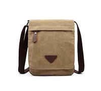FANDARE Retro Bandoleras Hombre Bolso Bandolera Lona Bandoleras Mujer Bolsa de Honda Bolsos para Estudiante Viaje Trabajo Universidad Business Bolso Movil Caqui