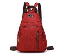 FANDARE Retro Bolsa de Pecho Pequeño Mochila Bolsos Cruzados Sling Crossbody Bag Bolsa de Hombro para Hombre Mujer Viaje Gimnasio Deportiva Ciclismo Daypacks Durable Poliéster Rojo