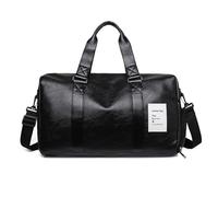 FANDARE Retro Bolsa de Viaje para Mujer Hombre Bolsa Deporte PU Cuero Bolso de hombro Bolsa de Mano Equipaje Bolsas de deporte Gimnasio con Zapato Compartimento Impermeable Bolso de Viaje Cabina Negro