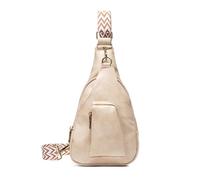 FANDARE Retro Bolso Bandolera para Mujer Bolsos de Pecho Cruzado de Moda con Correa Ajustable, Bolso de Hombro de Piel de PU con Múltiples Bolsillos para Uso Diario, Viajes, Compras Blanco beige