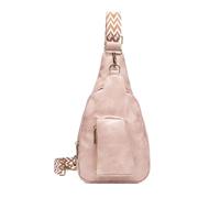 FANDARE Retro Bolso Bandolera para Mujer Bolsos de Pecho Cruzado de Moda con Correa Ajustable, Bolso de Hombro de Piel de PU con Múltiples Bolsillos para Uso Diario, Viajes, Compras Rosa
