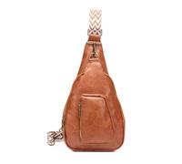 FANDARE Retro Bolso Bandolera para Mujer Bolsos de Pecho Cruzado de Moda con Correa Ajustable, Bolso de Hombro de Piel de PU con Múltiples Bolsillos para Uso Diario, Viajes, Compras Marrón claro