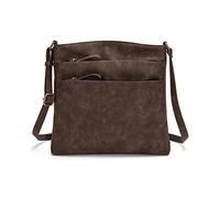 FANDARE Retro Bolso Bandolera para Mujer Impermeable Bolsos de Hombro Bolso Bandolera con Varios Bolsillos PU Cuero Mensajero Bolsa para Viajes Compras Trabajo Citas Marrón