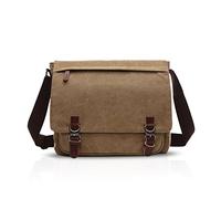 FANDARE Retro Bolso de Bandolera Bolsa de Mensajero Bolsa de Cartero Lona bandoleras Hombre Mujer Bolsa de Mensajero para 14 Pulgada Laptop Bolsa de Hombro para Viaje Trabajo Negocio Escuela Caqui L
