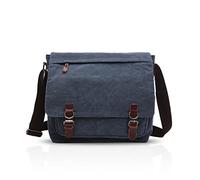 FANDARE Retro Bolso de Bandolera Bolsa de Mensajero Bolsa de Cartero Lona bandoleras Hombre Mujer Bolsa de Mensajero para 14 Pulgada Laptop Bolsa de Hombro para Viaje Trabajo Negocio Escuela Azul L