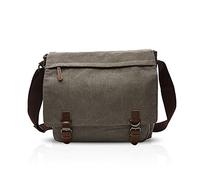 FANDARE Retro Bolso de Bandolera Bolsa de Mensajero Bolsa de Cartero Lona bandoleras Hombre Mujer Bolsa de Mensajero para 14 Pulgada Laptop Bolsa de Hombro para Viaje Trabajo Negocio Escuela Gris L