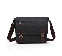 FANDARE Retro Bolso de Bandolera Bolsa de Mensajero Bolsa de Cartero Lona bandoleras Hombre Mujer Bolsa de Mensajero para 12.9 Pulgada Laptop Bolsa de Hombro para Viaje Trabajo Negocio Escuela Negro M
