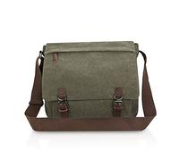 FANDARE Retro Bolso de Bandolera Bolsa de Mensajero Bolsa de Cartero Lona bandoleras Hombre Mujer Bolsa de Mensajero para 14 Pulgada Laptop Bolsa de Hombro para Viaje Trabajo Negocio Escuela Verde L