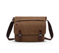 FANDARE Retro Bolso de Bandolera Bolsa de Mensajero Bolsa de Cartero Lona bandoleras Hombre Mujer Bolsa de Mensajero para 14 Pulgada Laptop Bolsa de Hombro para Viaje Trabajo Negocio Escuela marr髇 L