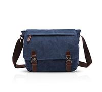 FANDARE Retro Bolso de Bandolera Bolsa de Mensajero Bolsa de Cartero Lona bandoleras Hombre Mujer Bolsa de Mensajero para 12.9 Pulgada Laptop Bolsa de Hombro para Viaje Trabajo Negocio Escuela Azul M