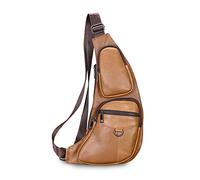FANDARE Retro Bolso Hombro Cuero Bolsa Cruzada Bandolera Impermeable Bolsos Bandolera Bolsos Bandolera para Hombres Casual Escolar Senderismo Viaje Sling Crossbody Bag Amarillo