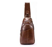 FANDARE Retro Bolso Pecho Hombre Bolsos Cruzados Impermeable Cuero Bandoleras Cruzada Negocio Sling Crossbody Bag Bolsas de automoción para Viaje Deportes Ciclismo Bolsa de Gimnasio Marrón