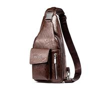 FANDARE Retro Bolso Pecho Hombre Bolsos Cruzados Negocio Bandoleras Cruzada Ultraligero Sling Crossbody Bag Bolsas de automoción para Viaje Deportes Ciclismo Montañismo Impermeable Cuero Marron Oscuro