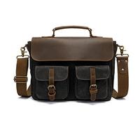 FANDARE Retro Bolsos Bandoleras Bolsa Mensajero Bolso de Mano Lienzo Cuero Bolsos de Mano Bandoleras Bolsos Hombre para Hombre Mujer Estudiante Viaje Trabajo Bolsillos Bolso Bandolera Negro