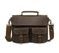 FANDARE Retro Bolsos Bandoleras Bolsa Mensajero Bolso de Mano Lienzo Cuero Bolsos de Mano Bandoleras Bolsos Hombre para Hombre Mujer Estudiante Viaje Trabajo Bolsillos Bolso Bandolera Marrón