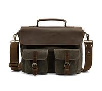 FANDARE Retro Bolsos Bandoleras Bolsa Mensajero Bolso de Mano Lienzo Cuero Bolsos de Mano Bandoleras Bolsos Hombre para Hombre Mujer Estudiante Viaje Trabajo Bolsillos Bolso Bandolera Verde