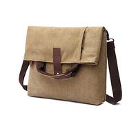 FANDARE Retro Bolsos Bandoleras Lienzo Bolsa Mensajero Lona Bolsos de Mano Bandoleras Bolsos Hombre para Hombre Mujer Estudiante Viaje Trabajo Universidad Bolsillos Bolso Bandolera Caqui