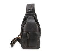 FANDARE Retro Bolsos Cruzados Cuero Bandoleras Bolsa de Pecho Hombre Mujer Deportiva para Viaje Ciclismo Hiking Camping Aptitud Sling Crossbody Daypacks Negro