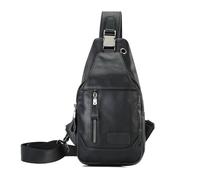 FANDARE Retro Bolsos Cruzados de Hombro Cuero Mochila Sling Bag para Hombres Duradera Bolso Bandolera Hombre Bolso de Pecho Bolsillos para Trabajo Ciclismo Motocicleta Deportes y Viajes Negro