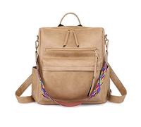 FANDARE Retro Bolsos Mochila Mujer 3 en 1 Bolsa de Hombro Impermeable Bolso Mochilas Niña Bolsas Escolares Adolescente Casual Daypacks para Conmutar Outdoor Deporte Viaje Durable PU Caqui