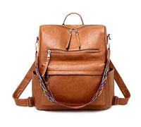 FANDARE Retro Bolsos Mochila Mujer Bolsa de Hombro Impermeable Bolso Mochilas Niña Bolsas Escolares Adolescente Casual Daypacks para Conmutar Outdoor Deporte Viaje 3 en 1 School Bag PU Marrón