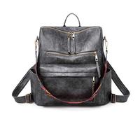 FANDARE Retro Bolsos Mochila Mujer Bolsa de Hombro Impermeable Bolso Mochilas Niña Bolsas Escolares Adolescente Casual Daypacks para Conmutar Outdoor Deporte Viaje 3 en 1 School Bag PU Gris