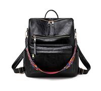 FANDARE Retro Bolsos Mochila Mujer Bolsa de Hombro Impermeable Bolso Mochilas Niña Bolsas Escolares Adolescente Casual Daypacks para Conmutar Outdoor Deporte Viaje 3 en 1 School Bag PU Negro