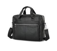 FANDARE Retro Hombre Maletin Funda PC Portatil 14 Pulgadas Regalo Portadocumentos Maletín de Cuero Impermeable Bolsos de Mano Bolso Trabajo Bandolera para Portátil Mensajero Negocios Negro