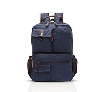 FANDARE Retro Mochila Hombre Business Laptop Bag Estudiante Multibolsillos Rucksack al Aire Libre Viaje Daypack Transpirable Lona, Azul, Large, Mochila de Ocio