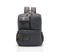 FANDARE Retro Mochila Hombre Business Laptop Bag Estudiante Multibolsillos Rucksack al Aire Libre Viaje Daypack Transpirable Lona, Gris, Large, Mochila de Ocio