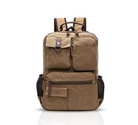 FANDARE Retro Mochila Hombre Business Laptop Bag Estudiante Multibolsillos Rucksack al Aire Libre Viaje Daypack Transpirable Lona, Caqui, Large, Mochila de Ocio
