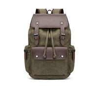 FANDARE Retro Mochila Lienzo Mochila Cordón Bolsa para la Escuela Hombre Mujer Mochila Portatil 15.6 Pulgadas Negocio Trabajo Diario Viaje Daypacks Verde