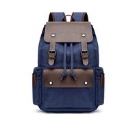 FANDARE Retro Mochila Lienzo Mochila Cordón Bolsa para la Escuela Hombre Mujer Mochila Portatil 15.6 Pulgadas Negocio Trabajo Diario Viaje Daypacks Azul Oscuro
