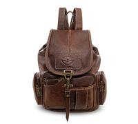 FANDARE Retro Mochila Mochilas Tipo Casual Bolsas Escolares Bolsa de Hombro Bolsa de Viaje Daypacks Bolsos de Mujer Hombre Adolescente Al Aire Libre Viaje Compras Excursionismo PU Marron Oscuro