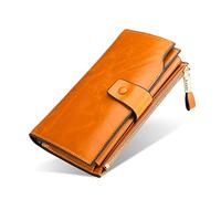 FANDARE RFID Billetera Carteras para Mujer Monederos Hombre Bolso de Mano Billetera de Cuero Plegable Monedero Cartera Tarjeta de Crédito para Fiesta, Viaje, Compras Wallet Marrón