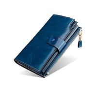 FANDARE RFID Billetera Carteras para Mujer Monederos Hombre Bolso de Mano Billetera de Cuero Plegable Monedero Cartera Tarjeta de Crédito para Fiesta, Viaje, Compras Wallet Azul