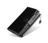 FANDARE RFID Billetera Carteras para Mujer Monederos Hombre Bolso de Mano Billetera de Cuero Plegable Monedero Cartera Tarjeta de Crédito para Fiesta, Viaje, Compras Wallet Negro